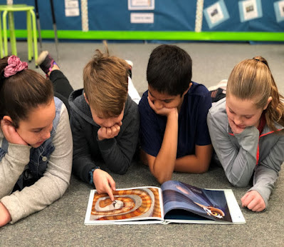 Four children reading